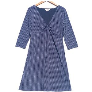 MICHAEL KORS Women’s Navy and White Patterned 3/4 Sleeve Pull on Knit dress 14